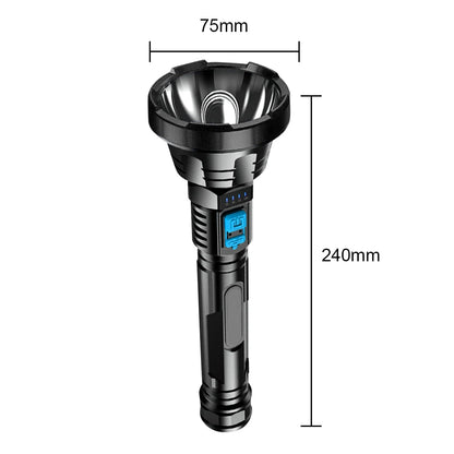 LED Flashlight Multifunctional Waterproof Handheld Spotlight USB Charging Service Work Light Power Display for Outdoor Equipment