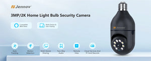 Jennov 2Pcs 2K WiFi Light Bulb Security Camera Wireless Outdoor - Cameras for Home Security Outside, Light Socket Indoor Camera