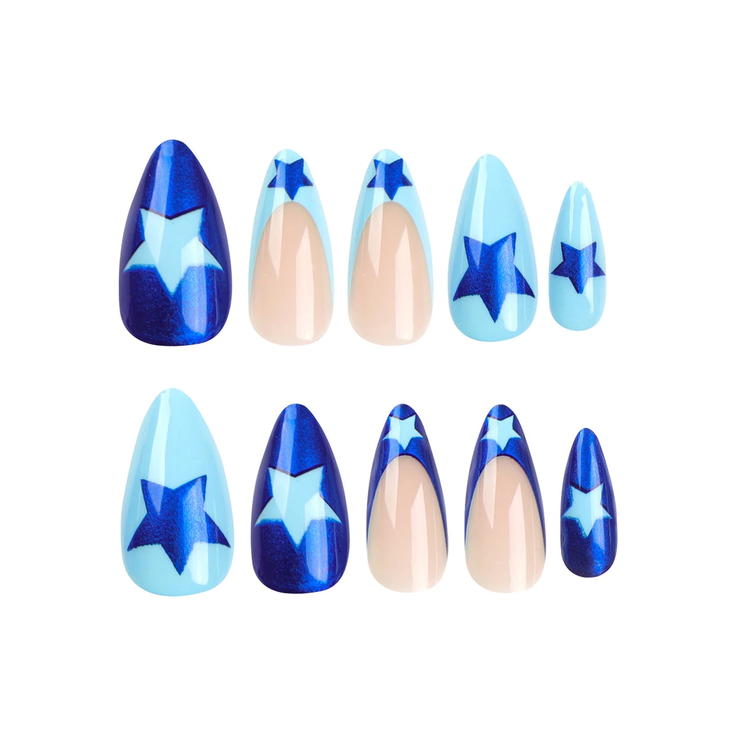 French False Nail for Women Blue Gentle Color Reusable Resin Artificial Nail for Portable DIY Women and Girl Nail Salon at Home