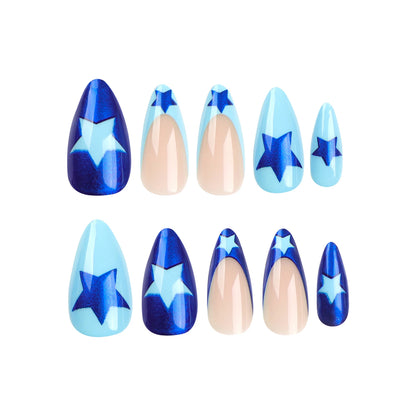 French False Nail for Women Blue Gentle Color Reusable Resin Artificial Nail for Portable DIY Women and Girl Nail Salon at Home