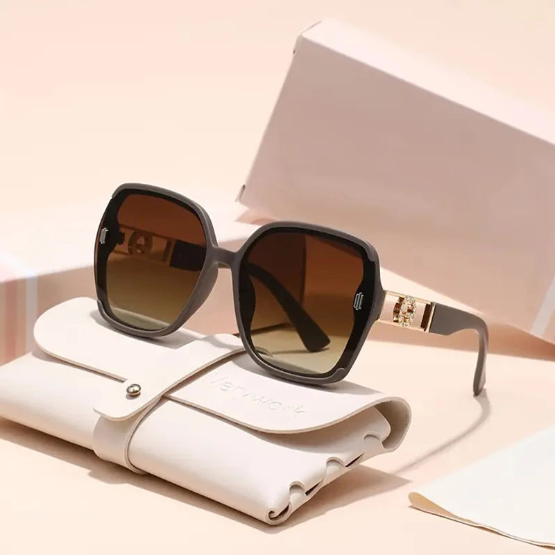 Sunglasses for Women High-end UV Resistant Sunglasses Large Frame Round Face Slim Sunscreen Sunglasses Fashion Accessories 2025