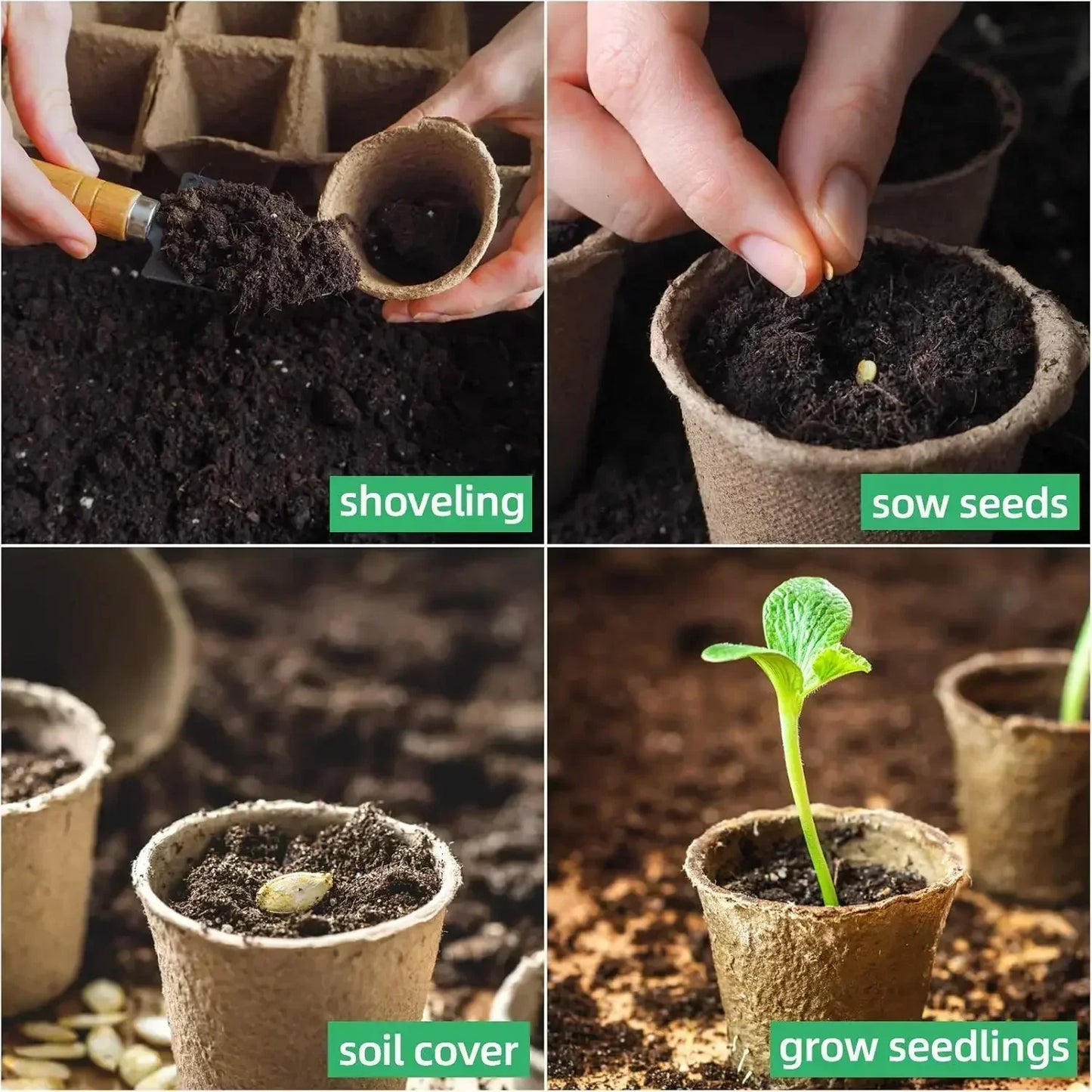 Coco Coir Seed Starter Plant Pots Biodegradable Nursery Pots Seedling Pots Germination Trays Labels Seed Sowing