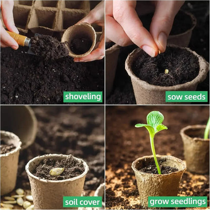 Coco Coir Seed Starter Plant Pots Biodegradable Nursery Pots Seedling Pots Germination Trays Labels Seed Sowing
