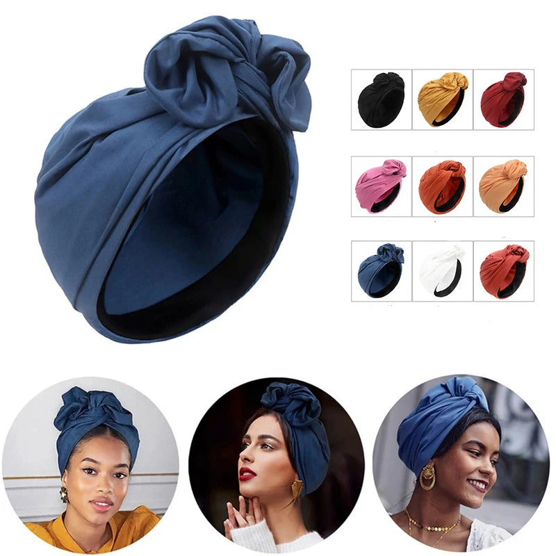 Women Vintage Turban Hat Fashion Female Bandana Headband Women's Hair Cover Cap Ladies Head Wraps Muslim Headscarf Bonnet