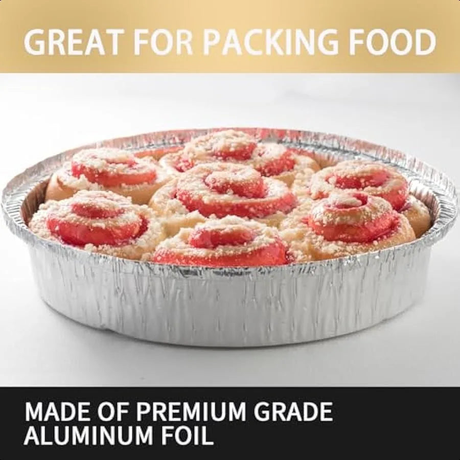 60 Pack 7Inch Round Aluminum Pans Disposable with Plastic Dome Lids Tin Foil Pans for Roasting Meal Prep toGo Containers Silver