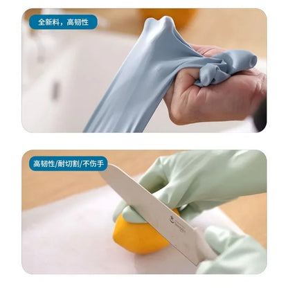 Women's Kitchen Gloves - Durable, Extended Waterproof Rubber Gloves for Dishwashing, Cleaning, Laundry & Household Chores - Comf