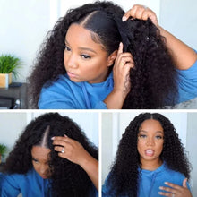 Load image into Gallery viewer, V Part Wig Human Hair Kinky Curly Brazilian Human Hair Clip in Glueless Wigs for Women Upgraded U Part Human Hair Wig 200%
