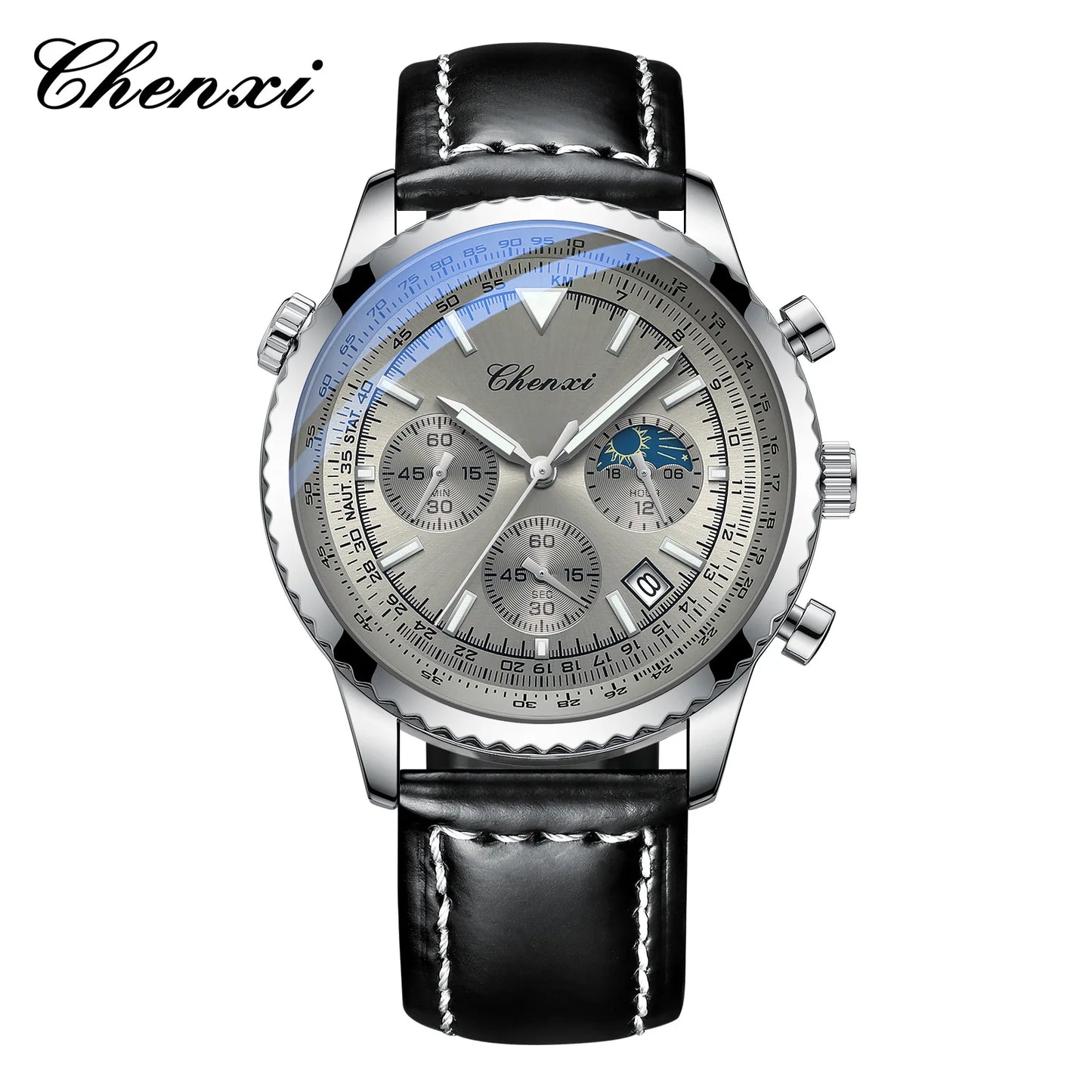 Business Watches for Men Genuine Leather Wristwatch Luxury Top Brand Men's Watches Waterproof Chronograph Sport Watches 520