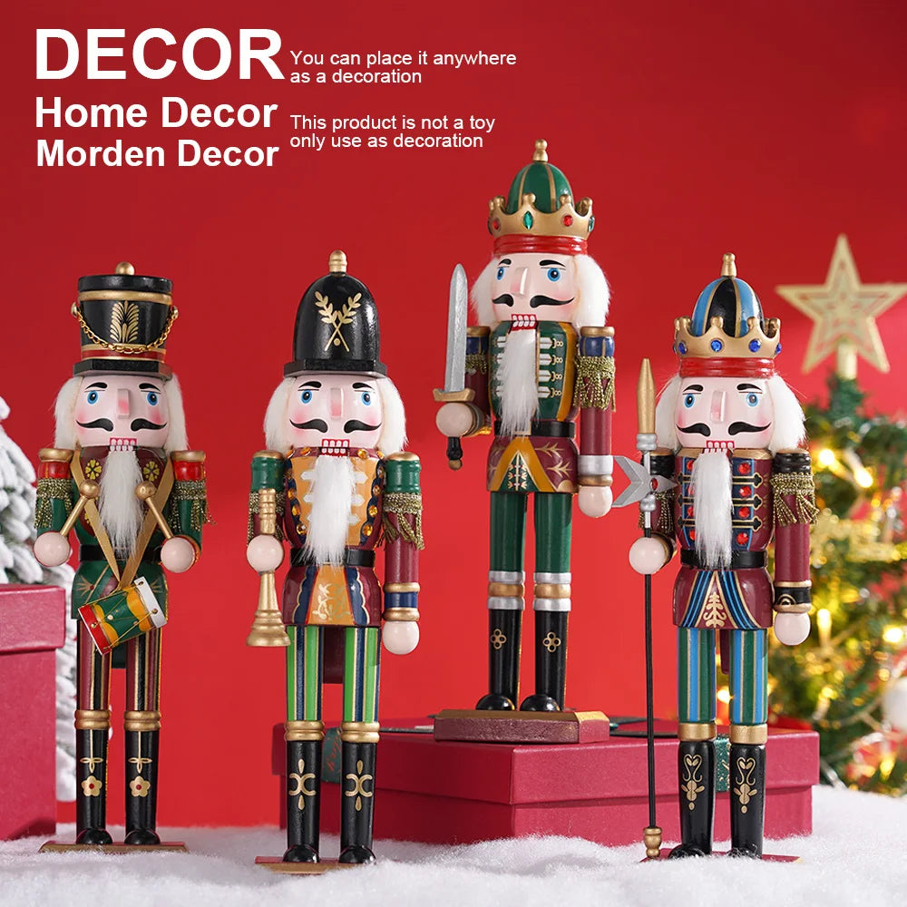 30cm Nutcracker Soldier Puppet Wooden Nutcracker Statues Handicraft Doll Toy Christmas Navidad New Year Gift Home Decoration