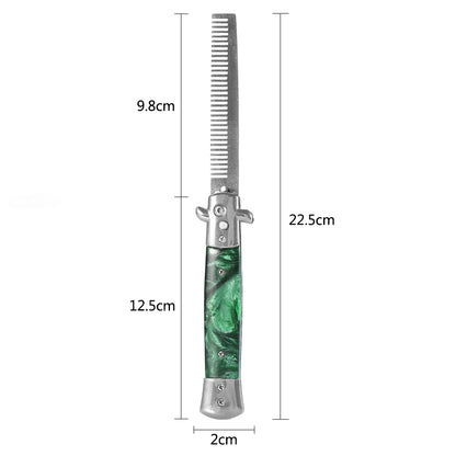 Knife Comb Pocket Comb Spring Comb 3Colors Stainless Steel Switchblade Spring Pocket Oil Hair Comb Foldable Hairstyling Brush