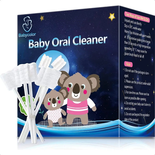[100Pack] Baby Toothbrush Newborn Baby Tongue Cleaner Toothbrush Clean Baby Gums Disposable Tongue Cleaner Soft Gauze Toothbrus