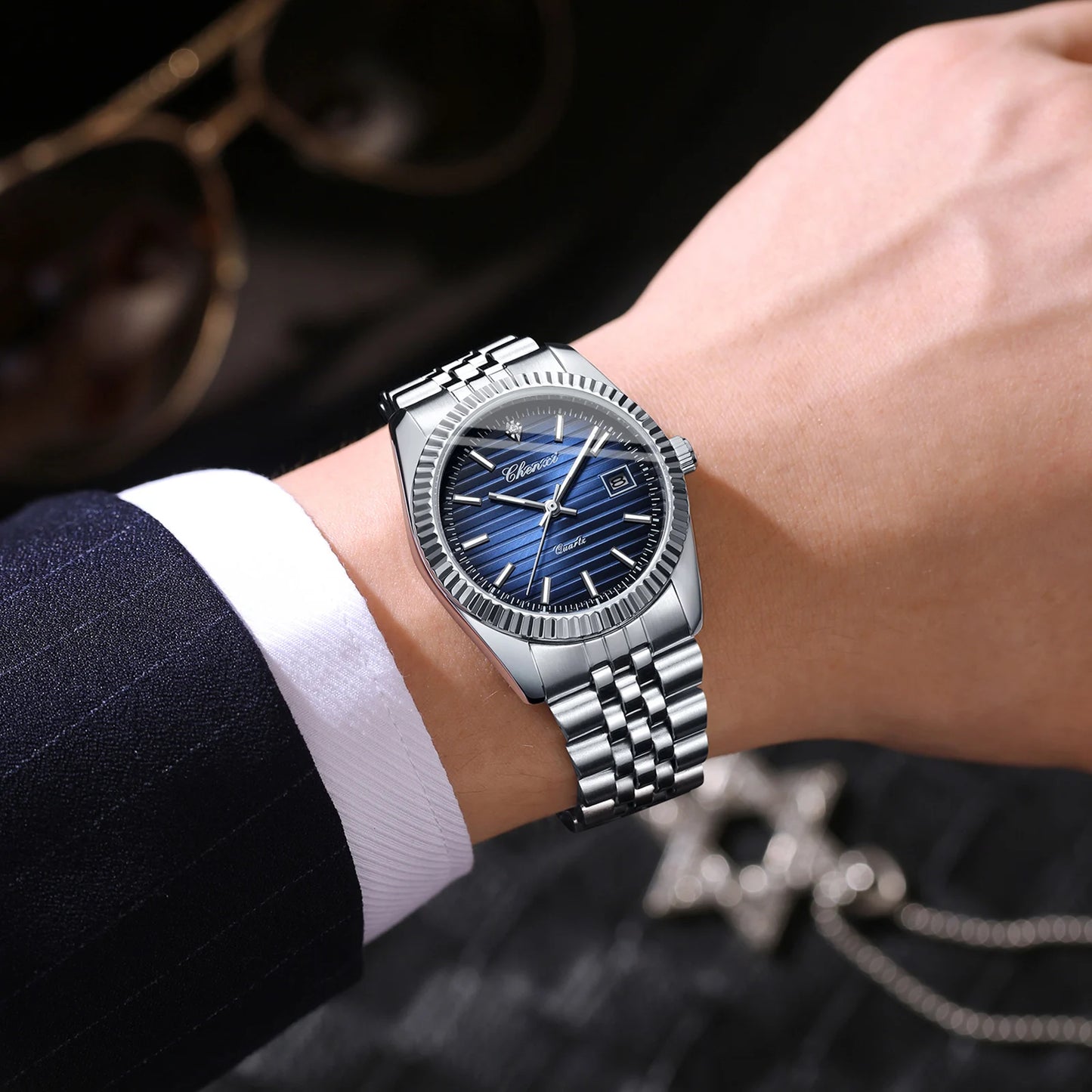Watches For Men High Quality Brand Luxury Luminous Date Quartz Watch Waterproof Stainless Steel Wristwatch Fashion New CHENXI