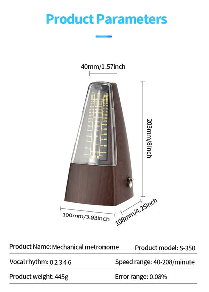 Mechanical Metronomes for Piano Guitar Violin Bass Drum and Other Musical Instruments, Loud Sound, High Precision(Wood Grain)