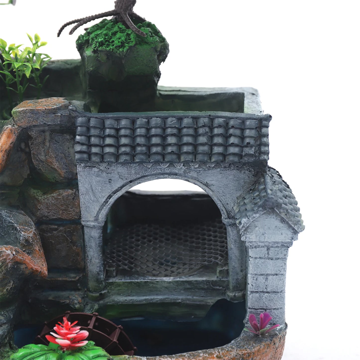 LED Desktop Water Fountain Waterfall Ornament w/ Pump Office Home Indoor Decor