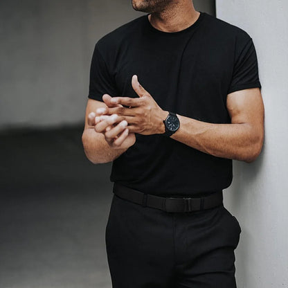 Men Elastic Belt Alloy Automatic Buckle Tough Stretch Nylon Mens Military Tactical Belt Golf Canvas Pants Waistband