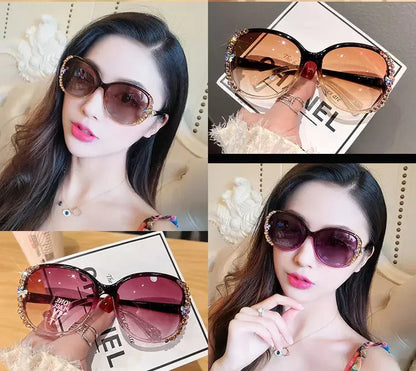 New Fashion Brand Sunglasses 2025 Women Luxury Design Sun Glasses Bling Rhinestone Gradient Lens  Eyeglasses for Female UV400