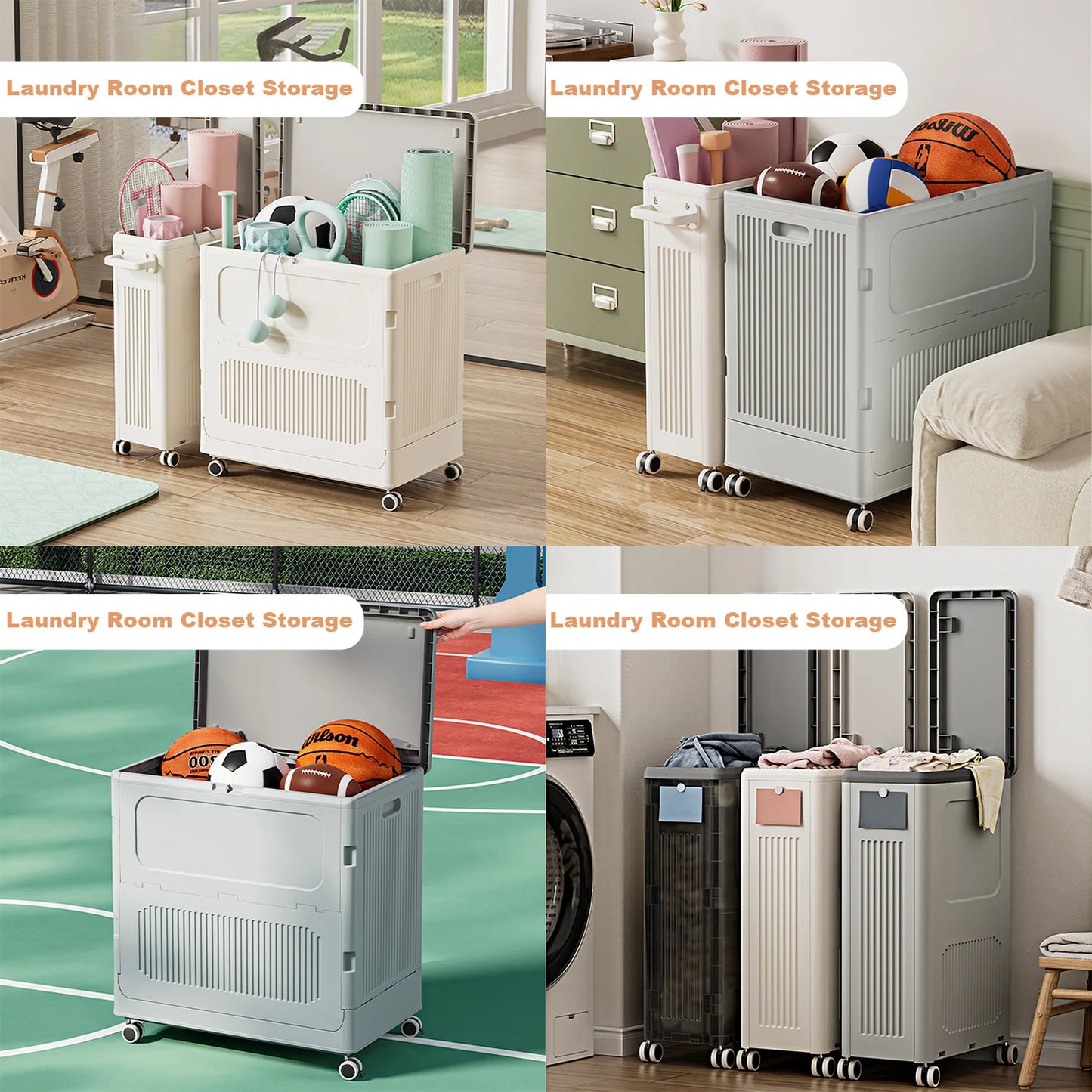 Rolling Laundry Hamper 123L Large Capacity Clothes Hampers for Laundry,Plastic Collapsible Laundry Baskets with Wheels and Lid