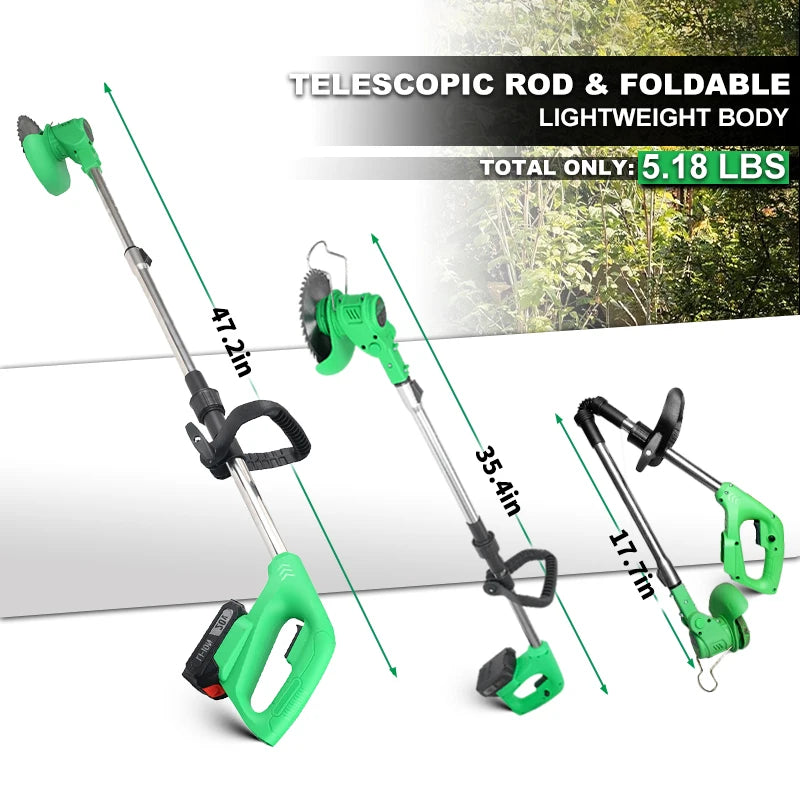 Cordless Electric Weed Eatwith a Charger, Height Adjustable Brush Cutter, Rechargeable Weeder for Home Weeding, Mowing