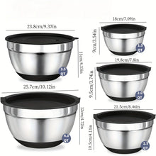 Load image into Gallery viewer, 8pcs Mixing Bowls with Airtight Lids Stainless Steel Mixing Bowl Set, Attachments  Bottoms, Black Kitchen Bowls, Baking Serving
