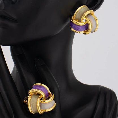 Unique Earrings Ring Simple Fashion Personality Creative Jewelry for Women Wedding Birthday Anniversary Party Daily Wearing