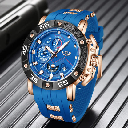 Man Watch LIGE Top Brand Luxury Sports Watches for Men Luminous Chronograph Quartz Wristwatch Big Dial Male Clock Gifts for Men