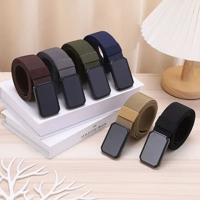 Men's Belt With Magnet Buckle Men's Outdoor Travel Magnetic Tactical Belt No Metal Automatic Magnetic Buckle Nylon Belt