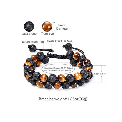 Tiger Eye Couple Bracelets Matte Black Agate Beads Bracelet for Women Men