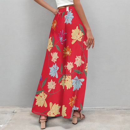 Women's clothing 2025 spring/summer new item custom casual slim fit floral mid waist fashionable wide leg pants beach pants low