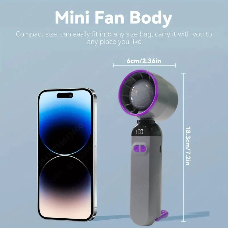 Handheld mini fan 3 in1 Portable Fan Rechargeable Handheld Turbo Fans  5 Speed USB Foldable Portable Neck Hanging Fans