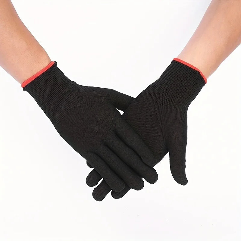 5 pairs Black Nylon Gardening Gloves with Non-Slip PU Coating - Durable, for Lawn Care & Garden Tools