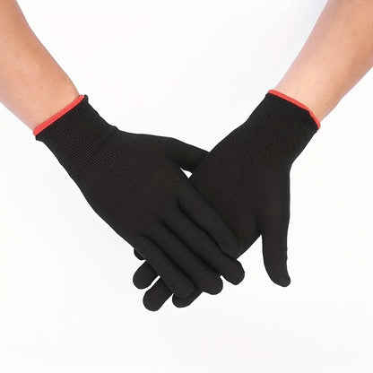 5 pairs Black Nylon Gardening Gloves with Non-Slip PU Coating - Durable, for Lawn Care & Garden Tools