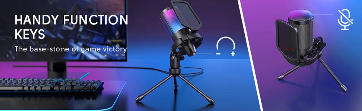 FIFINE Ampligame USB Microphone for Gaming Streaming with Pop Filter Shock Mount&Gain Control,Condenser Mic for PC/MAC