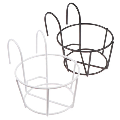 Garden Hanging Plant Iron Racks Balcony Round Flower Pot Rack Railing Fence