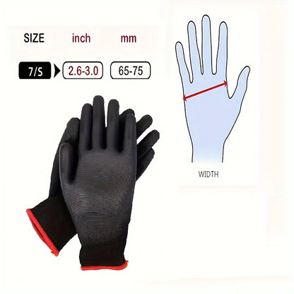 5 pairs Black Nylon Gardening Gloves with Non-Slip PU Coating - Durable, for Lawn Care & Garden Tools