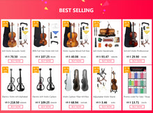 Load image into Gallery viewer, Ebony Violin Fingerboard Handmade Multi-purpose  Solid Wood 1/2 3/4 4/4 Stringed Instrument Accessories
