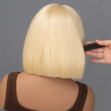 Load image into Gallery viewer, Honey Blonde Straight Bob Wigs Human Hair 13x4 13x6 HD Lace Frontal Wig 613 Colored Straight Short Human Hair Glueless Wig
