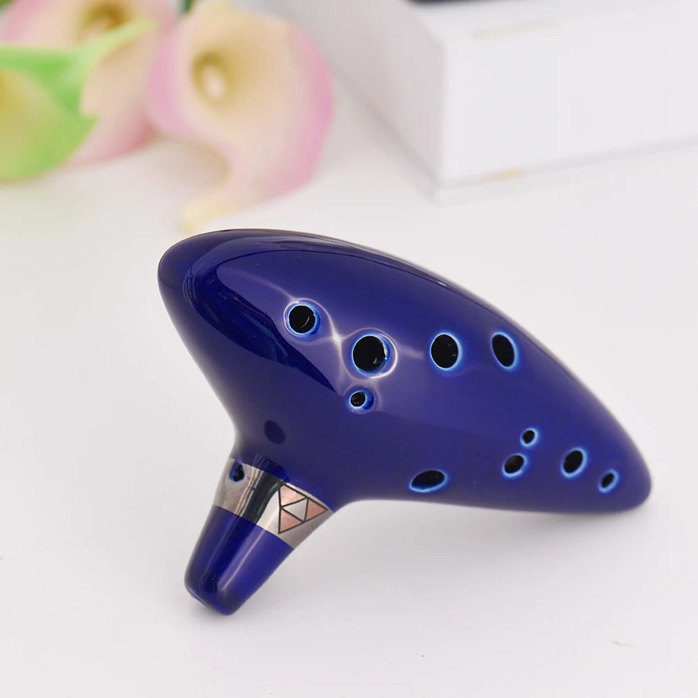 12 Hole Ocarina Ceramic Alto C Vessel Flute Wind Musical Instrument With Simple Music Score Rope for Beginners
