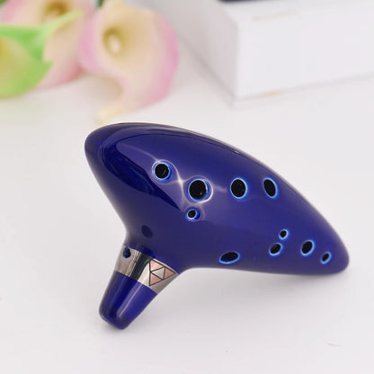 12 Hole Ocarina Ceramic Alto C Vessel Flute Wind Musical Instrument With Simple Music Score Rope for Beginners
