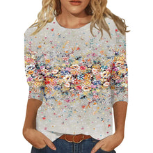 Load image into Gallery viewer, Women&#39;s Clothing T-shirt Fashion Casual Round Neck 3/4 Sleeve Loose Printed T-shirt Ladies Top Louse Beautiful Girls T-shirt
