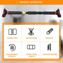 Load image into Gallery viewer, Pull Up Bar for Doorway Chin Up Bar with No Screws Wall Mount Non Slip Strength Training Pullup Bar Adjustable Pull Up Bar

