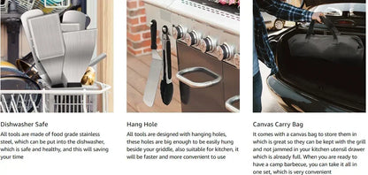 15-Piece Flat Top Grill Tool Set for Blackstone and Camping, Stainless Steel Accessory Set for Outdoor Grilling