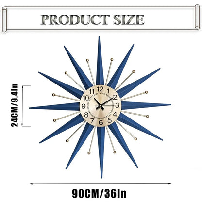 Large Wall Clock Metal Decorative, Mid Century Silent Non-Ticking Big Clocks, Modern Home Decorations for Living Room,Bedroom