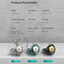 Load image into Gallery viewer, KZ EDX Pro in-Ear Stage Monitor Headphone Dual Magnetic Dynamic Unit Earphone Shock Bass Earbuds Wired Headset (No Mic)
