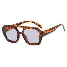 Load image into Gallery viewer, Vintage Square Sunglasses for Women Men Thick Frame Double Bridges Eyewear Female Fashion Chic Polygon Sun Glasses Leopard Blue
