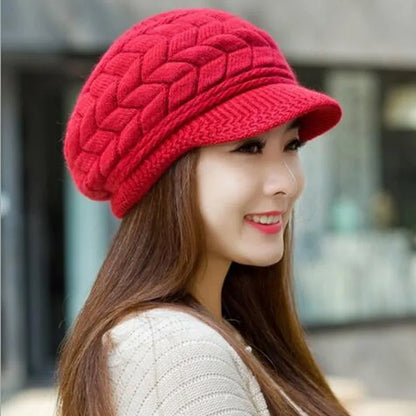 Winter Women Hat Wide Brim Keep Warm Cap Knitted Hats Female Soft High Elastic Warm Caps Beanies Girl Cap Solid Color 2023 New