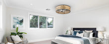 Load image into Gallery viewer, 20&quot; Flush Mount Ceiling Fan with Light &amp; Remote Control, Drum Shade, Bladeless/Quiet Motor/Low Profile, for Kitchen Bedroom
