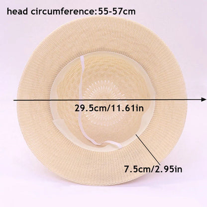Women Straw Hats Sun Hats Straw Hat Ladies Panama Cap Sun Protection Wide Brim Ribbon Bowknot Girls Outdoor Summer Beach Sun Hat