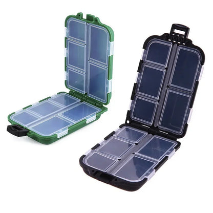 FLYSAND 10 Compartments Fishing Box Mini Storage Box Fishing Tackle Box Fishing Bait Spoon Hook Bait Box Gadget Box Pesca