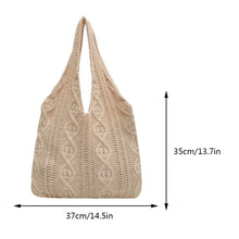 Load image into Gallery viewer, Wool Knitted Shoulder Shopping Bag for Women Vintage Cotton Cloth Girls Tote Shopper Bag Large Female Handbag Crochet Bag
