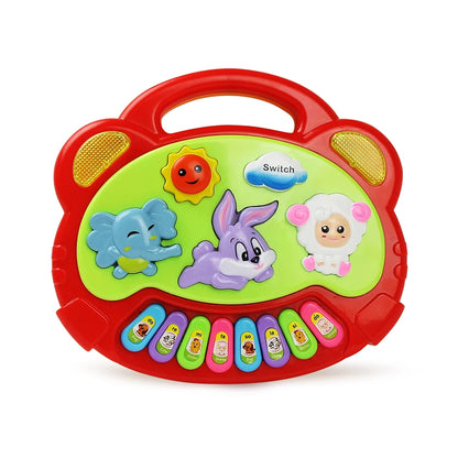 Kids Cartoon Piano Keyboard Game with Animal Sounds Flashing Light Music Baby Instrument Music Toys Educational Toys Kids Gifts